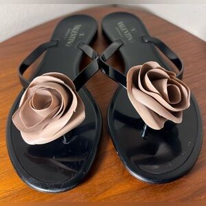 Valentino Garavani Jelly Thong Sandals with Rose Applique 🌹